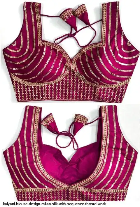 KALYANI BLOUSE DESIGN MILAN SILK WITH SEQUENCE THREAD WORK 6