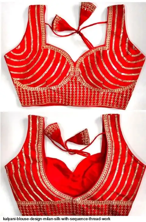 KALYANI BLOUSE DESIGN MILAN SILK WITH SEQUENCE THREAD WORK 5