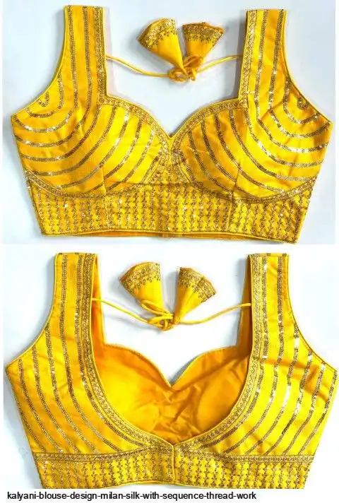 KALYANI BLOUSE DESIGN MILAN SILK WITH SEQUENCE THREAD WORK 9