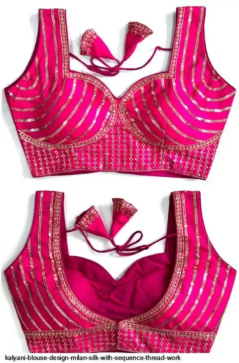 KALYANI BLOUSE DESIGN MILAN SILK WITH SEQUENCE THREAD WORK 7