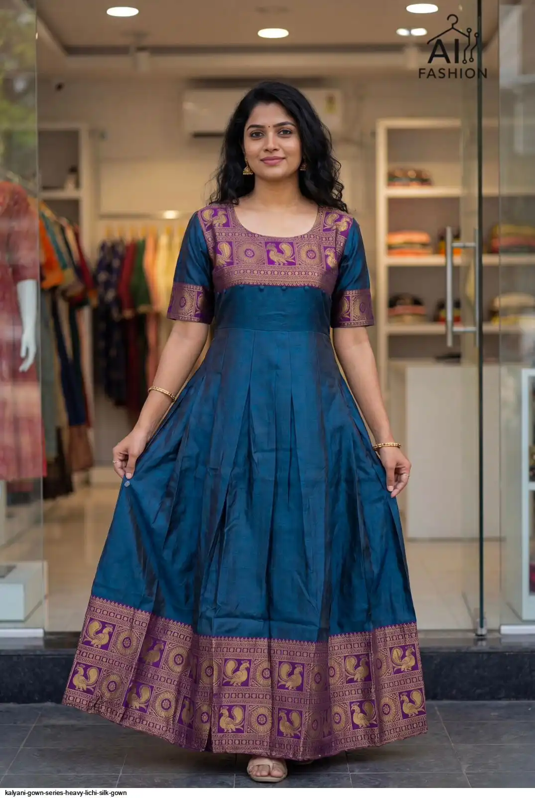 KALYANI GOWN SERIES HEAVY LICHI SILK GOWN A