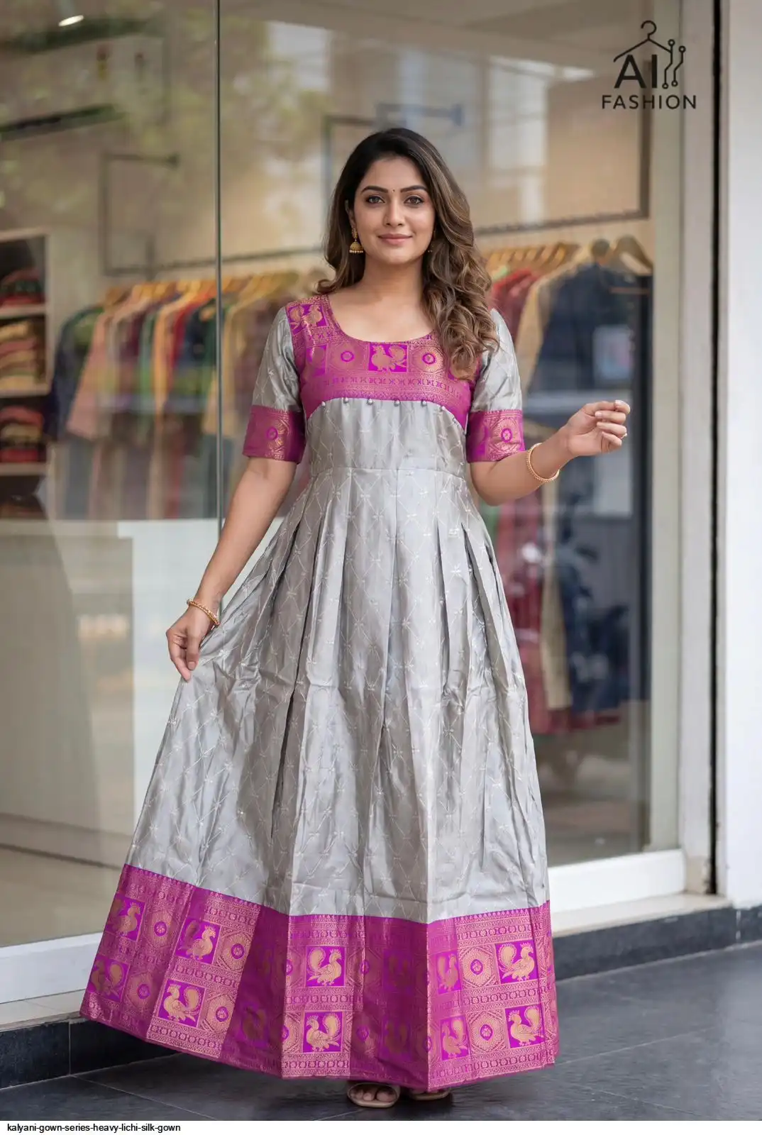 KALYANI GOWN SERIES HEAVY LICHI SILK GOWN B