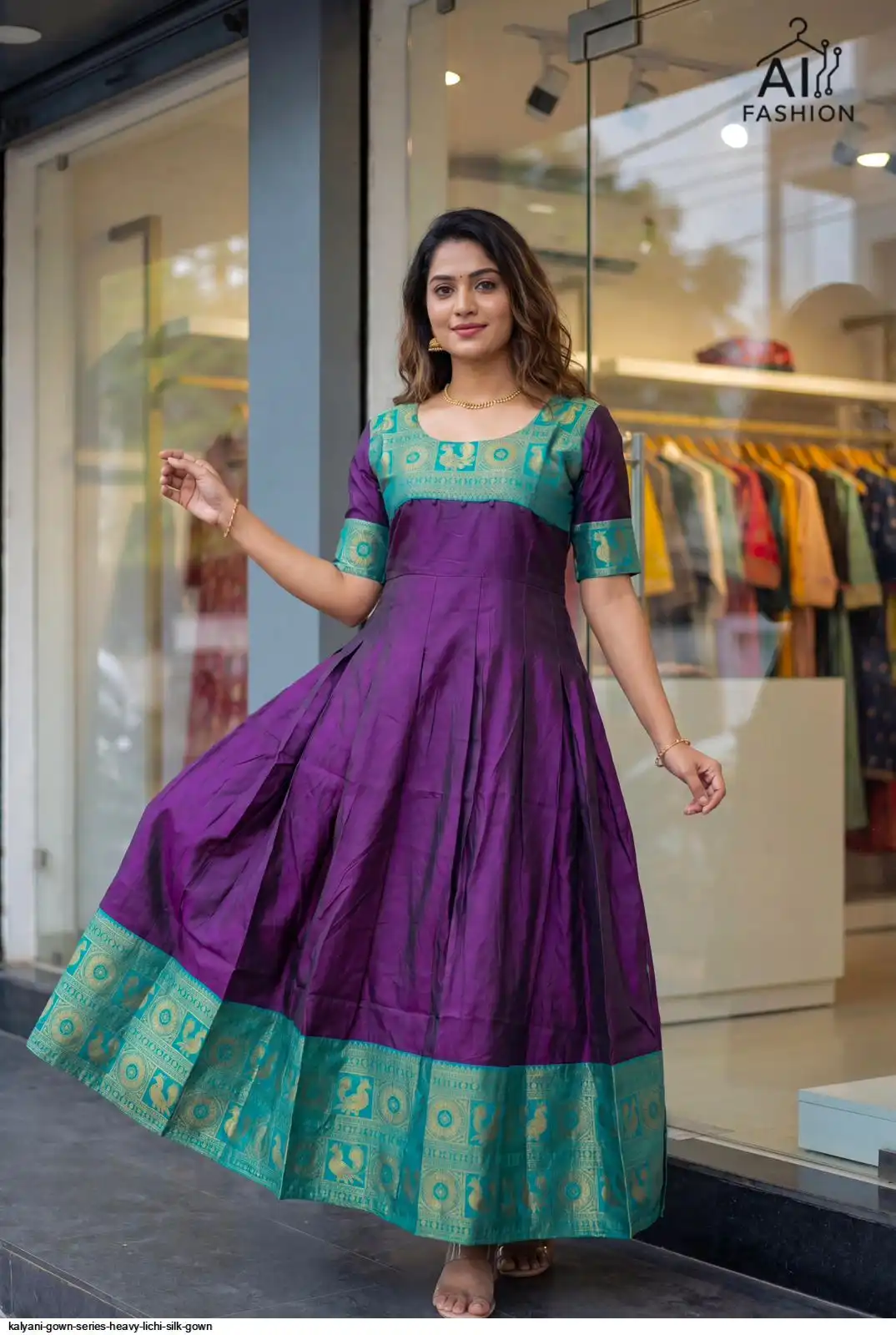 KALYANI GOWN SERIES HEAVY LICHI SILK GOWN C