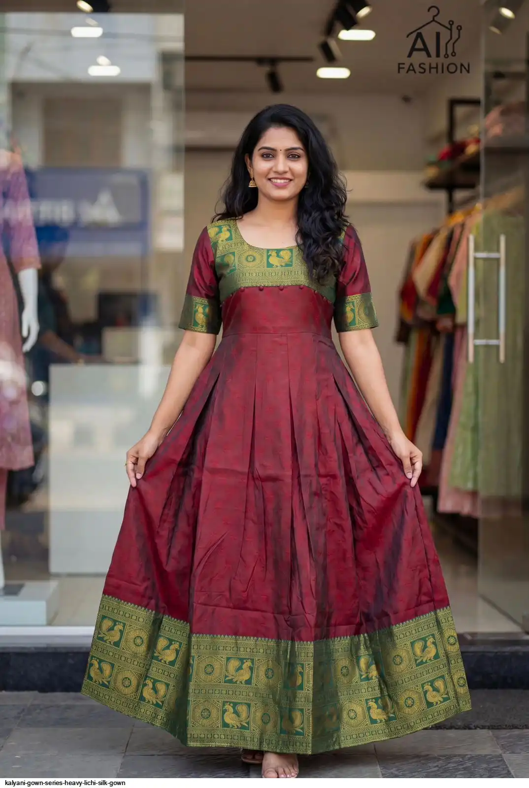 KALYANI GOWN SERIES HEAVY LICHI SILK GOWN E