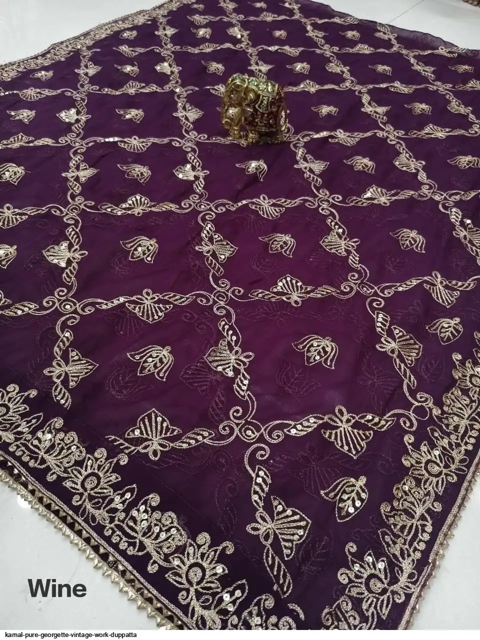 KAMAL PURE GEORGETTE VINTAGE WORK DUPPATTA 9