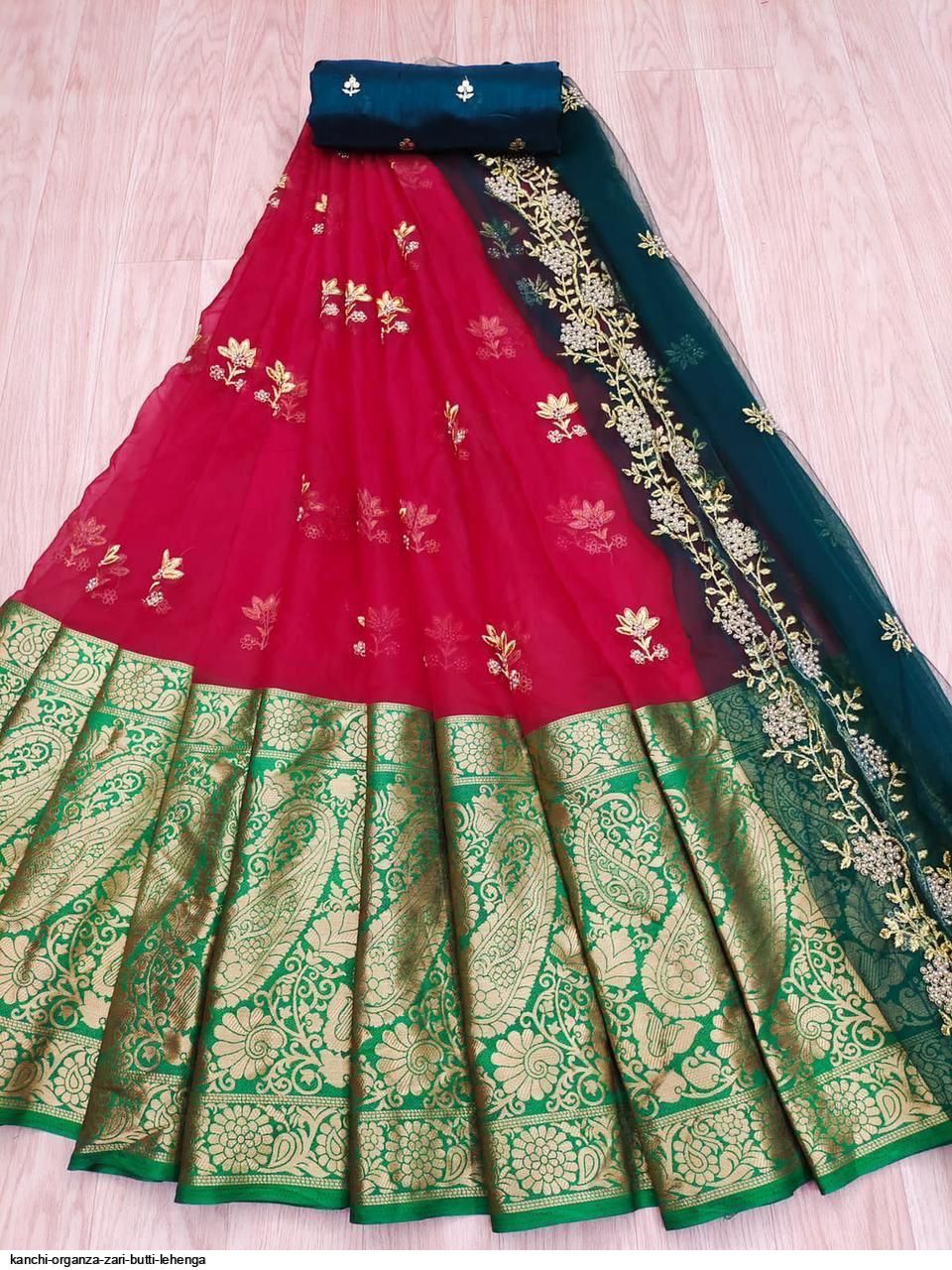 Kanchi Organza Zari Butti Lehenga