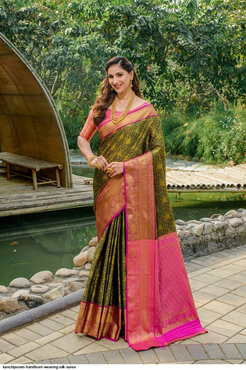 Grey Zero Zari Pure Kanchipuram Handloom Silk Saree - Yazhi Silks