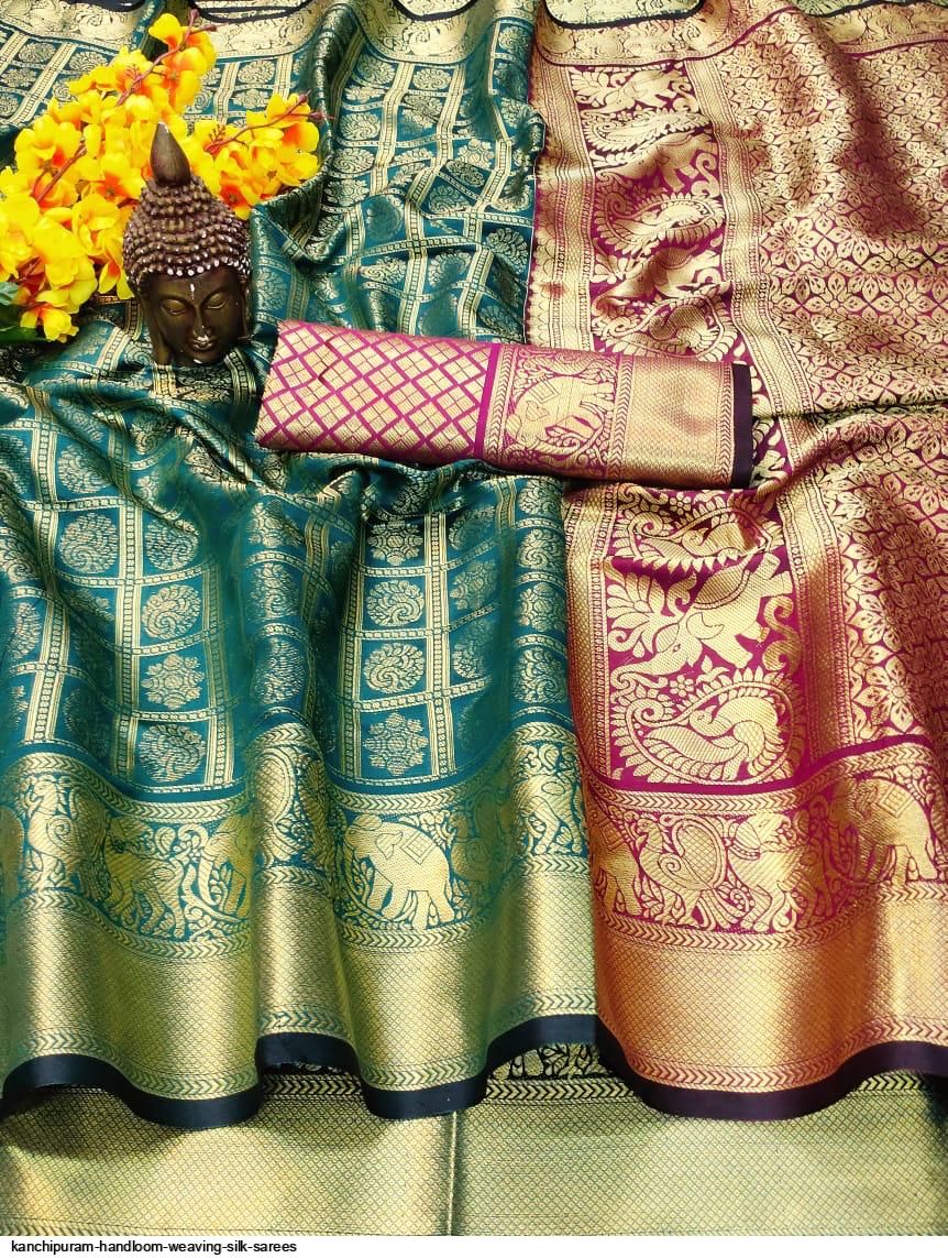 KANCHIPURAM HANDLOOM WEAVING SILK SAREES