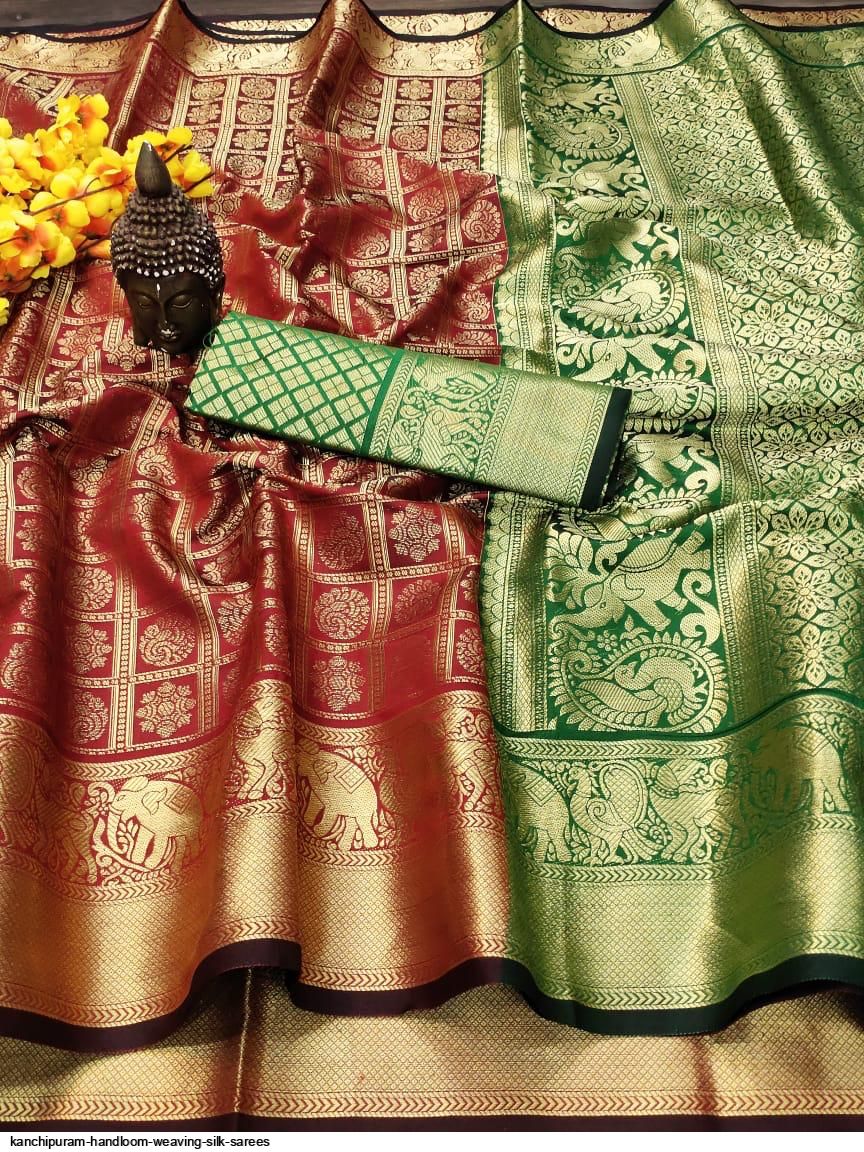 Kanchipuram Handloom Weaving Silk SareeS