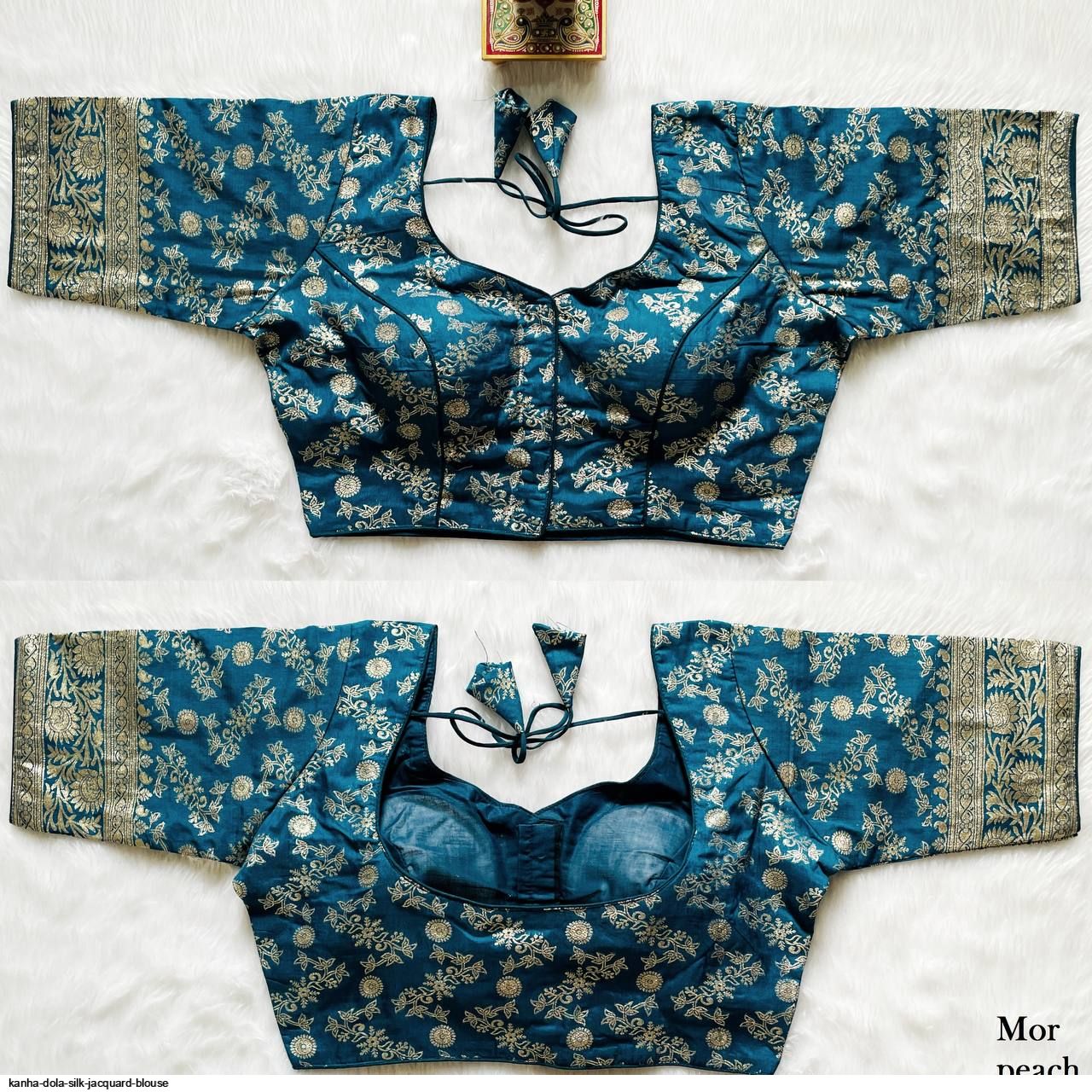 新品 Bluelea Silky jacquard blouse ブルー Silky jacquard blouse