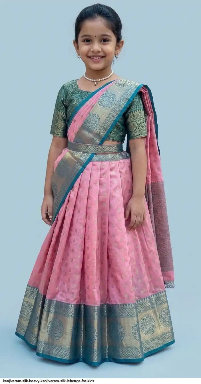 KANJIVARAM SILK HEAVY KANJIVARAM SILK LEHENGA FOR KIDS 2