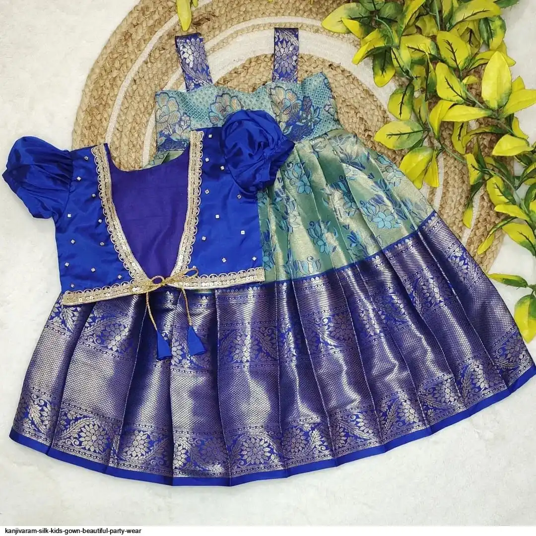 KANJIVARAM SILK KIDS GOWN BEAUTIFUL PARTY WEAR B