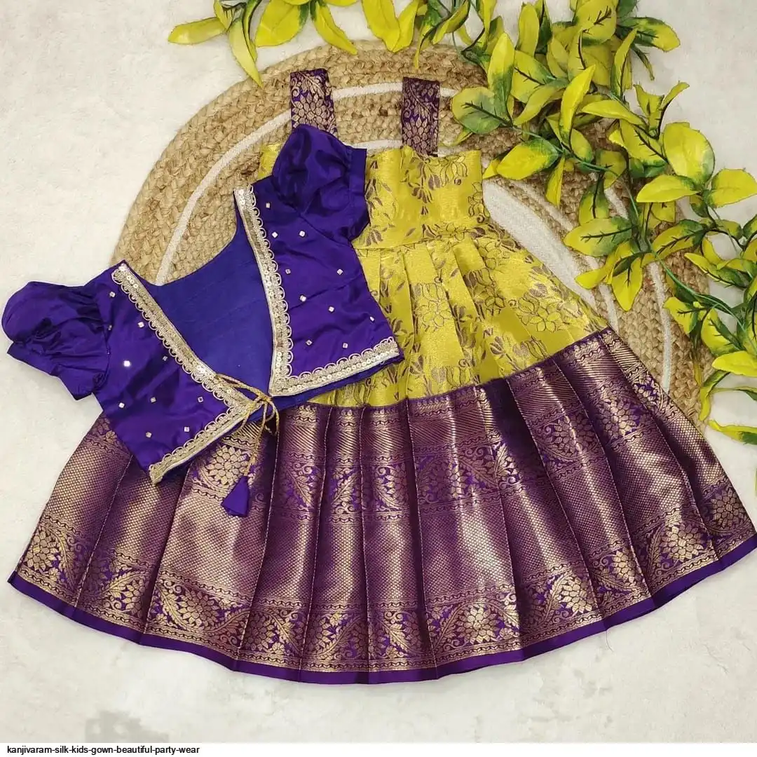 KANJIVARAM SILK KIDS GOWN BEAUTIFUL PARTY WEAR C