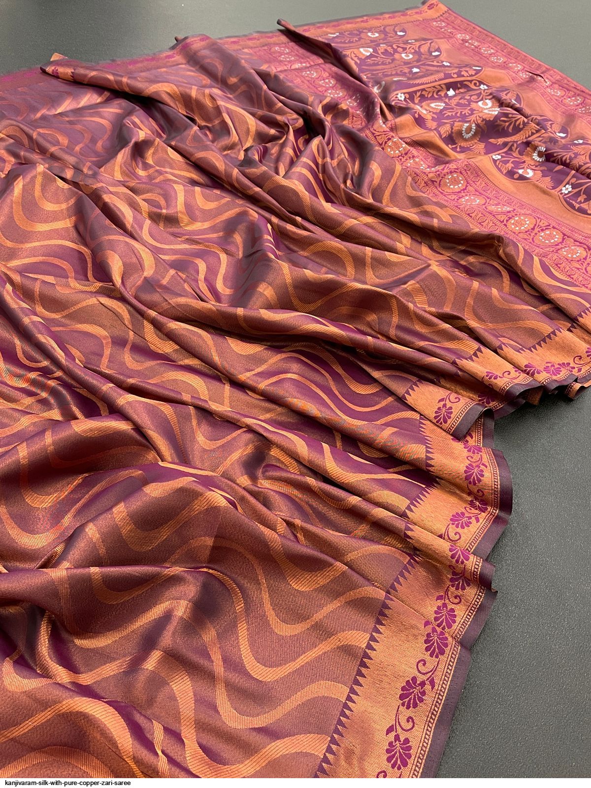 kanjivaram silk with pure copper zari saree