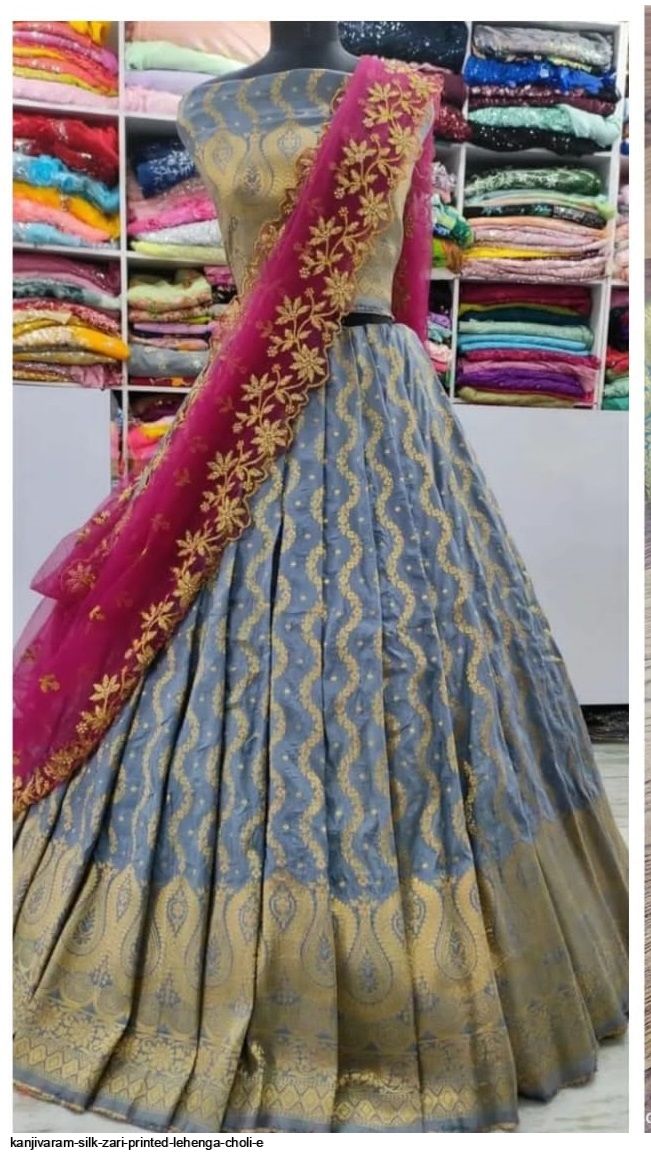 Pure Kanjivaram Silk Weaving Jacqaurd Festive Wear Lehenga Choli –  subhvastra