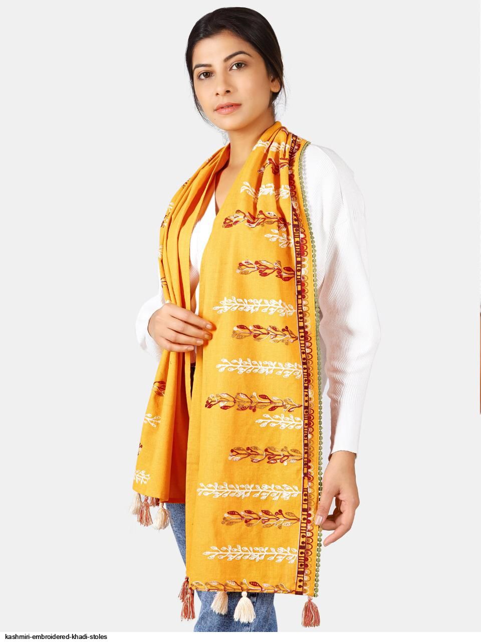 kashmiri embroidered khadi stoles