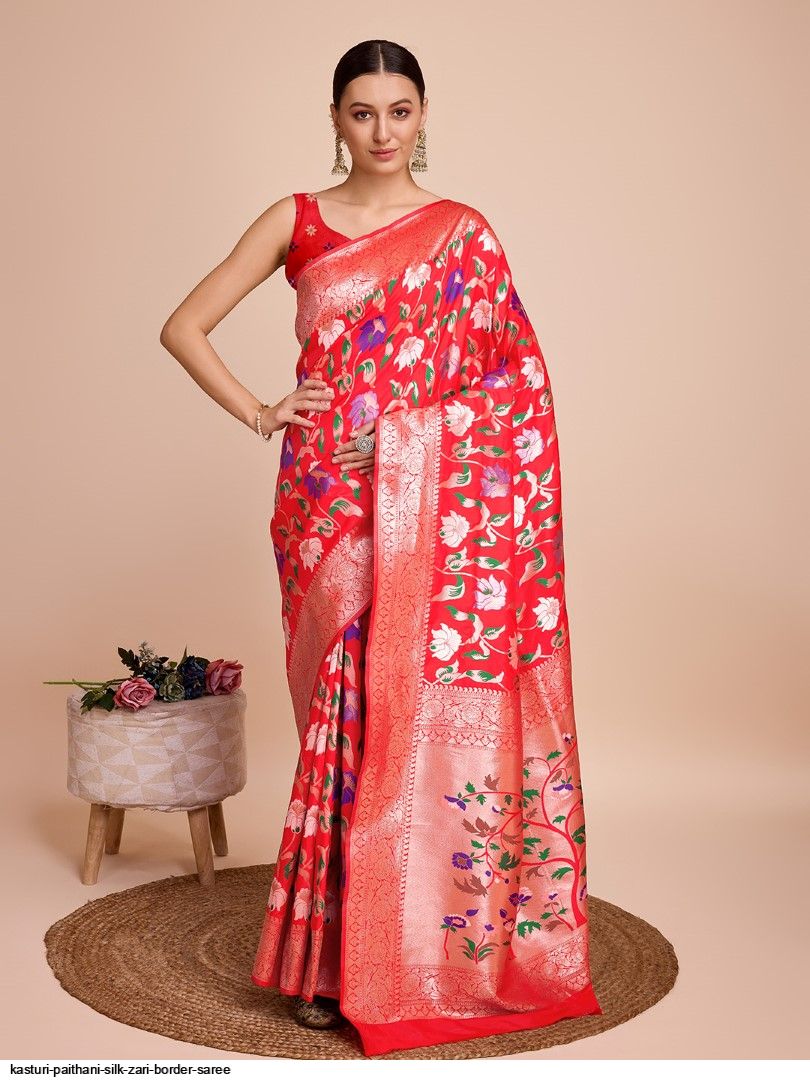 KASTURI PAITHANI SILK ZARI BORDER SAREE E