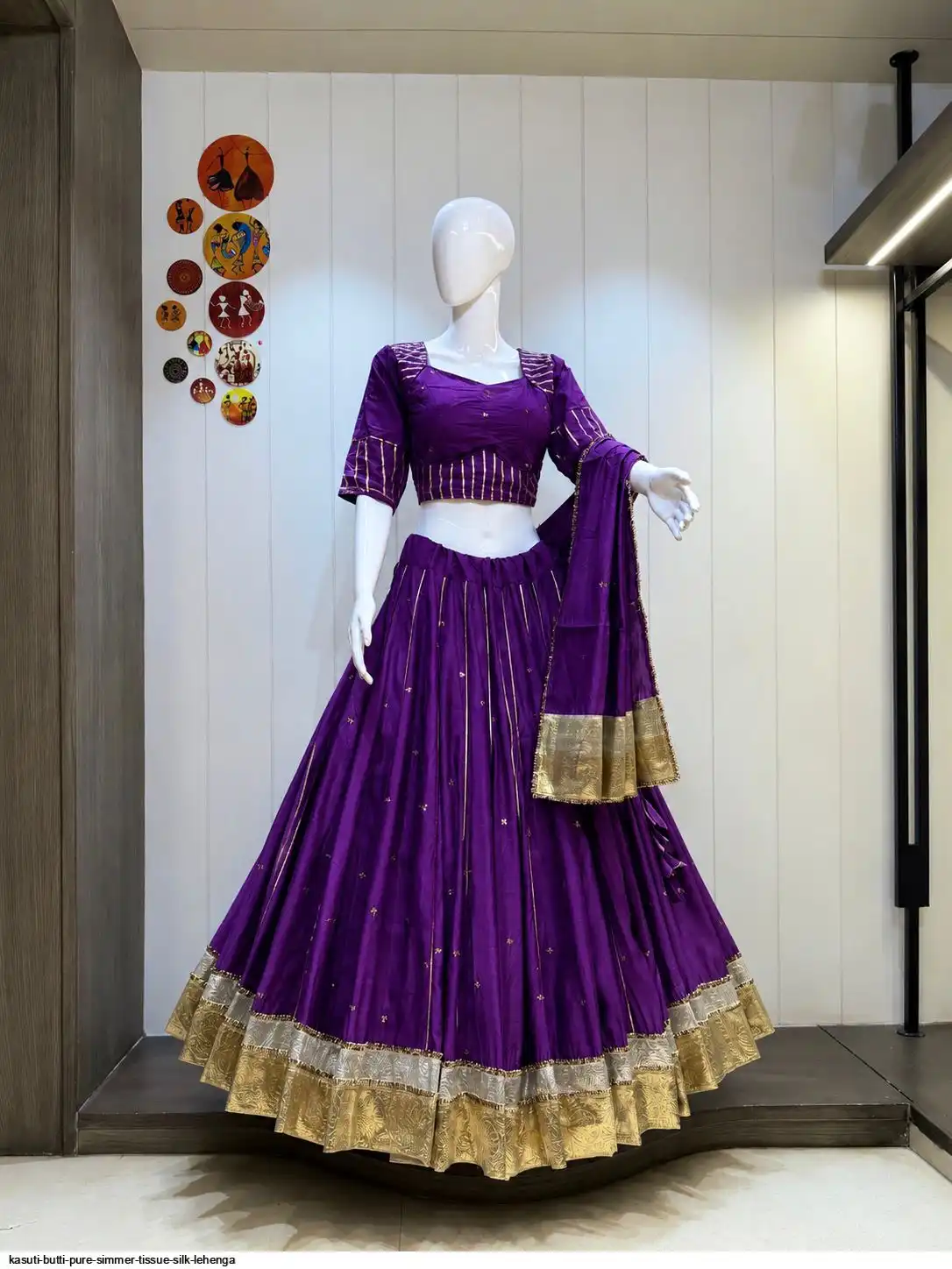 KASUTI BUTTI PURE SIMMER TISSUE SILK LEHENGA 4