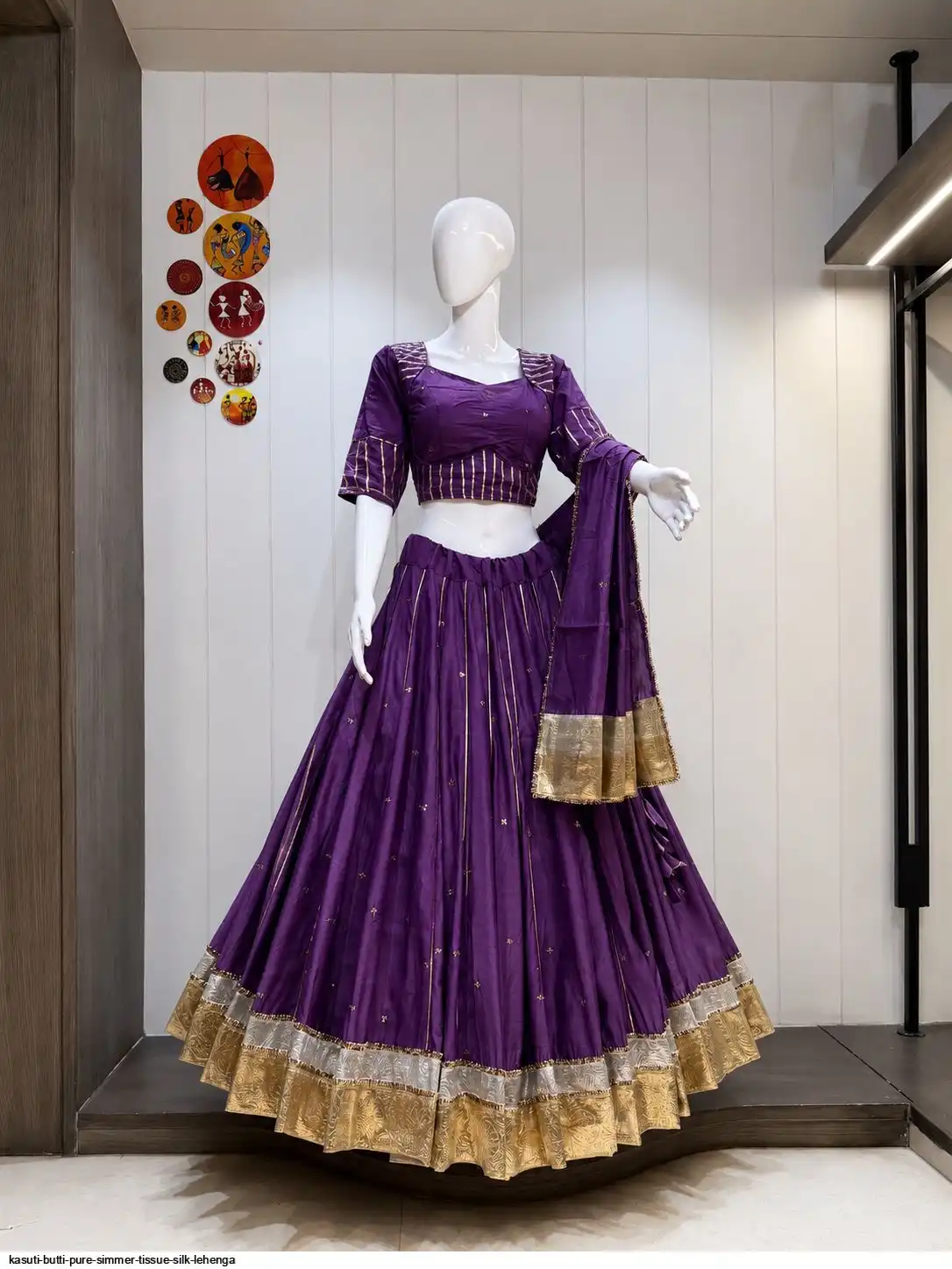 KASUTI BUTTI PURE SIMMER TISSUE SILK LEHENGA 2