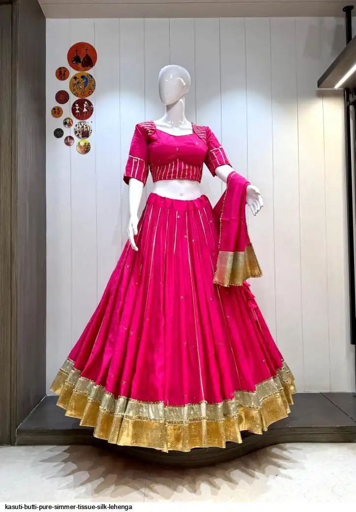 KASUTI BUTTI PURE SIMMER TISSUE SILK LEHENGA 6