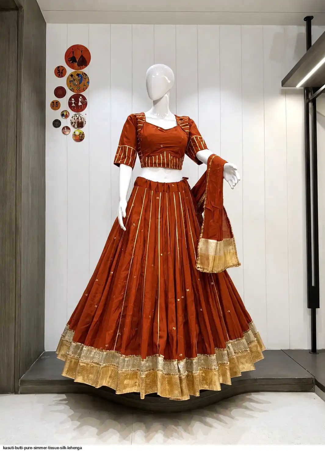 KASUTI BUTTI PURE SIMMER TISSUE SILK LEHENGA 5