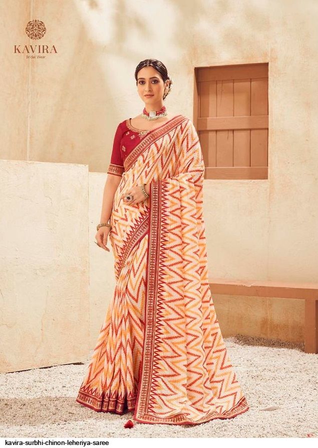 Buy online Border Embroidered Georgette Leheriya Saree from ethnic wear for  Women by Rasiya for ₹1499 at 0% off | 2024 Limeroad.com