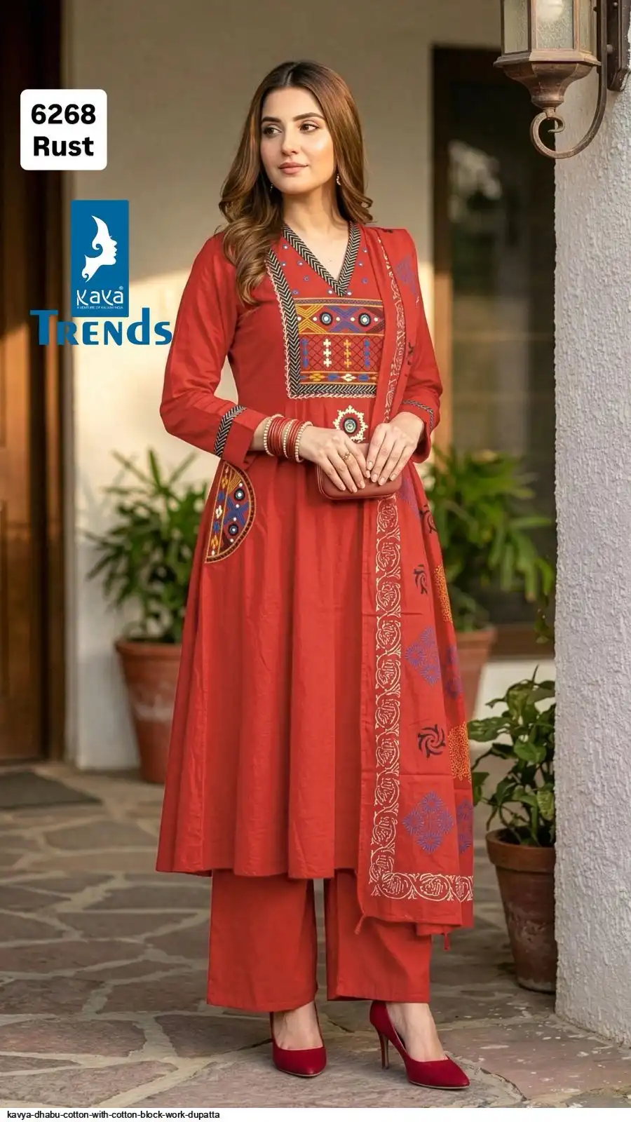 KAYA DHABU COTTON WITH COTTON BLOCK WORK DUPATTA B