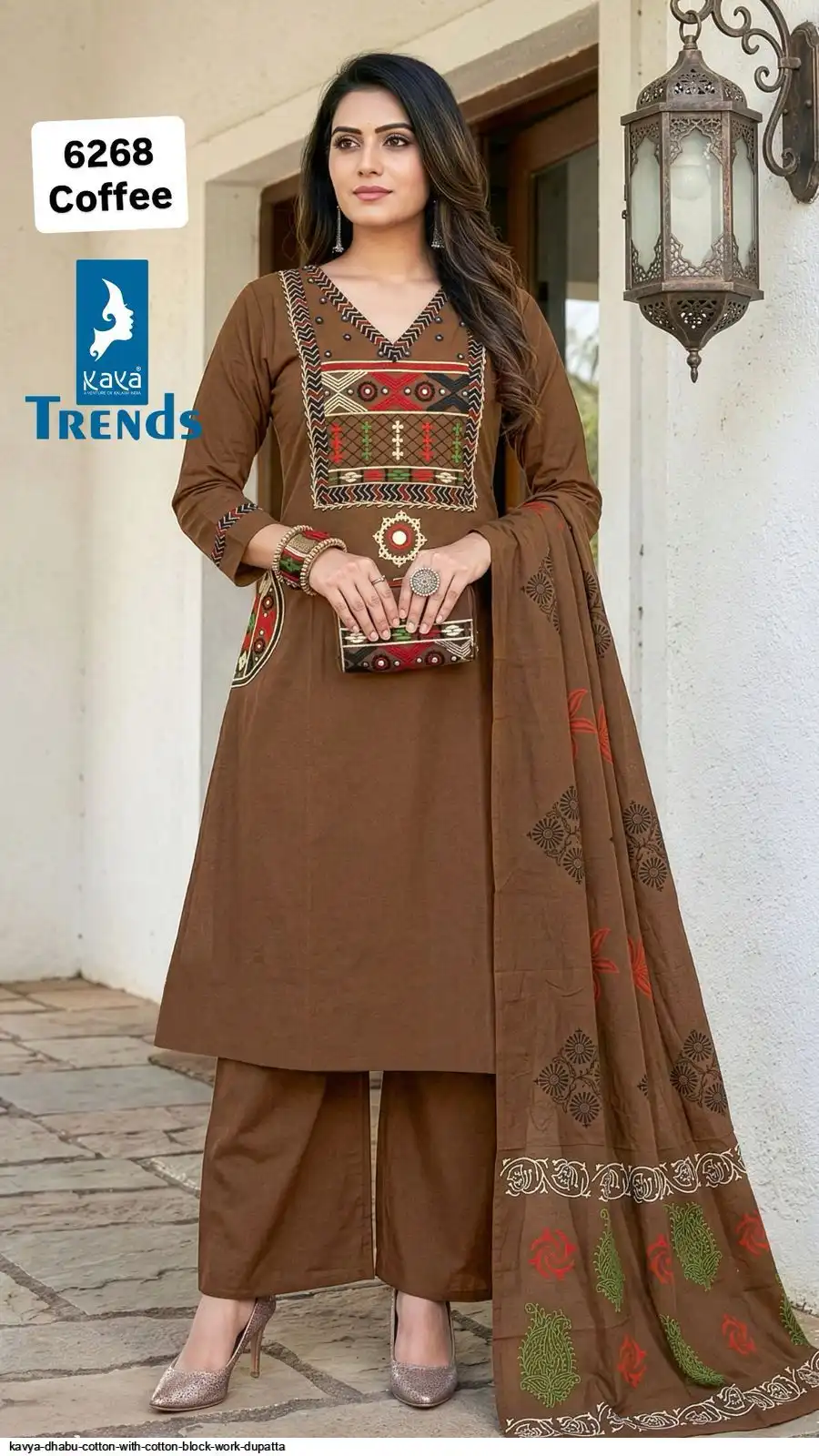 KAYA DHABU COTTON WITH COTTON BLOCK WORK DUPATTA F