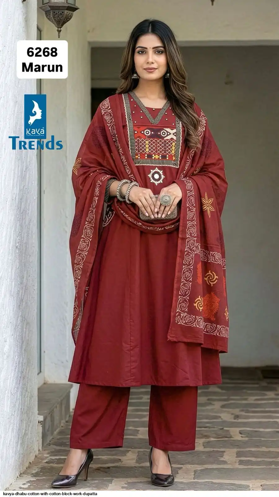 KAYA DHABU COTTON WITH COTTON BLOCK WORK DUPATTA E
