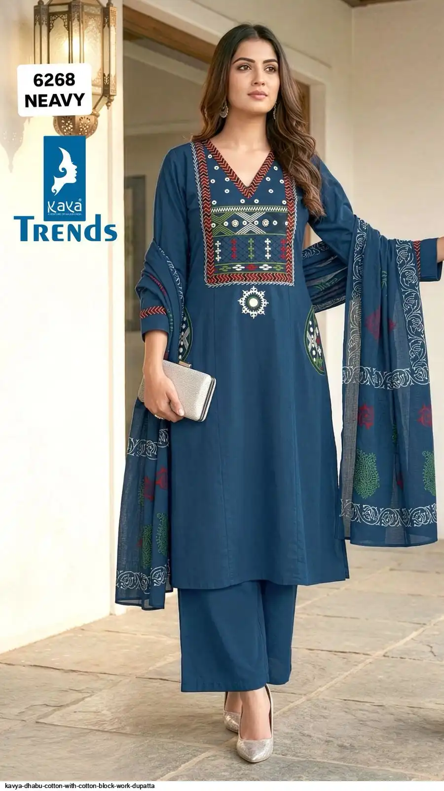 KAYA DHABU COTTON WITH COTTON BLOCK WORK DUPATTA D