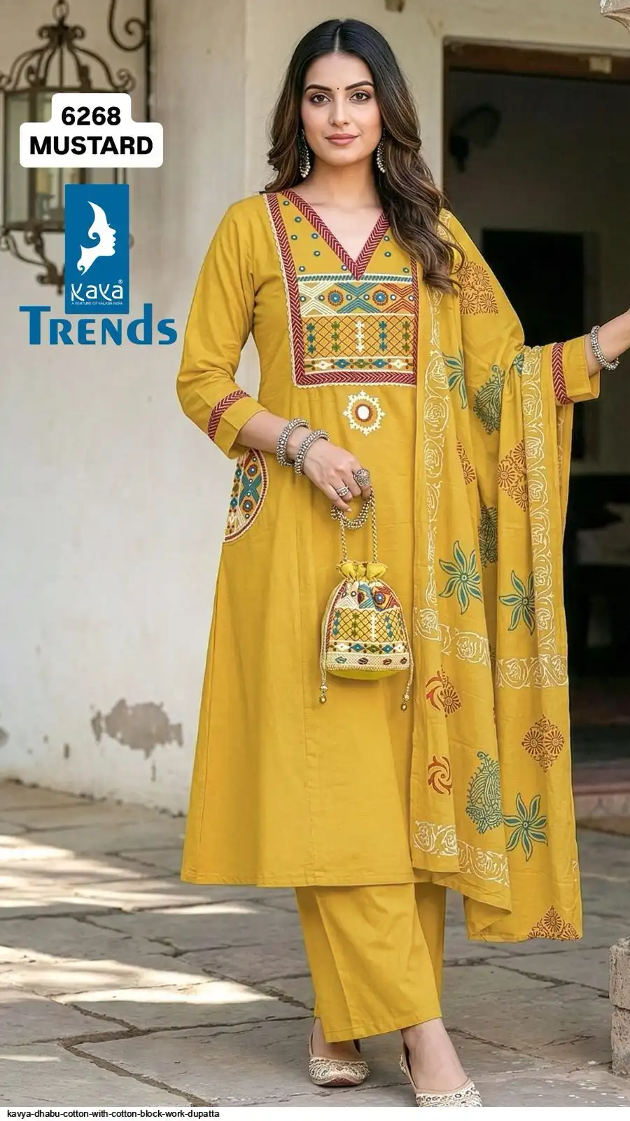 KAYA DHABU COTTON WITH COTTON BLOCK WORK DUPATTA G