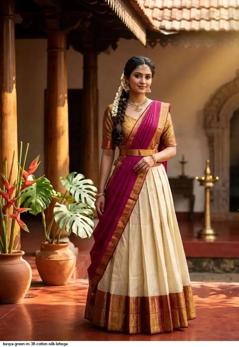 KAVYA GREEN M 38 COTTON SILK LEHEGA 4