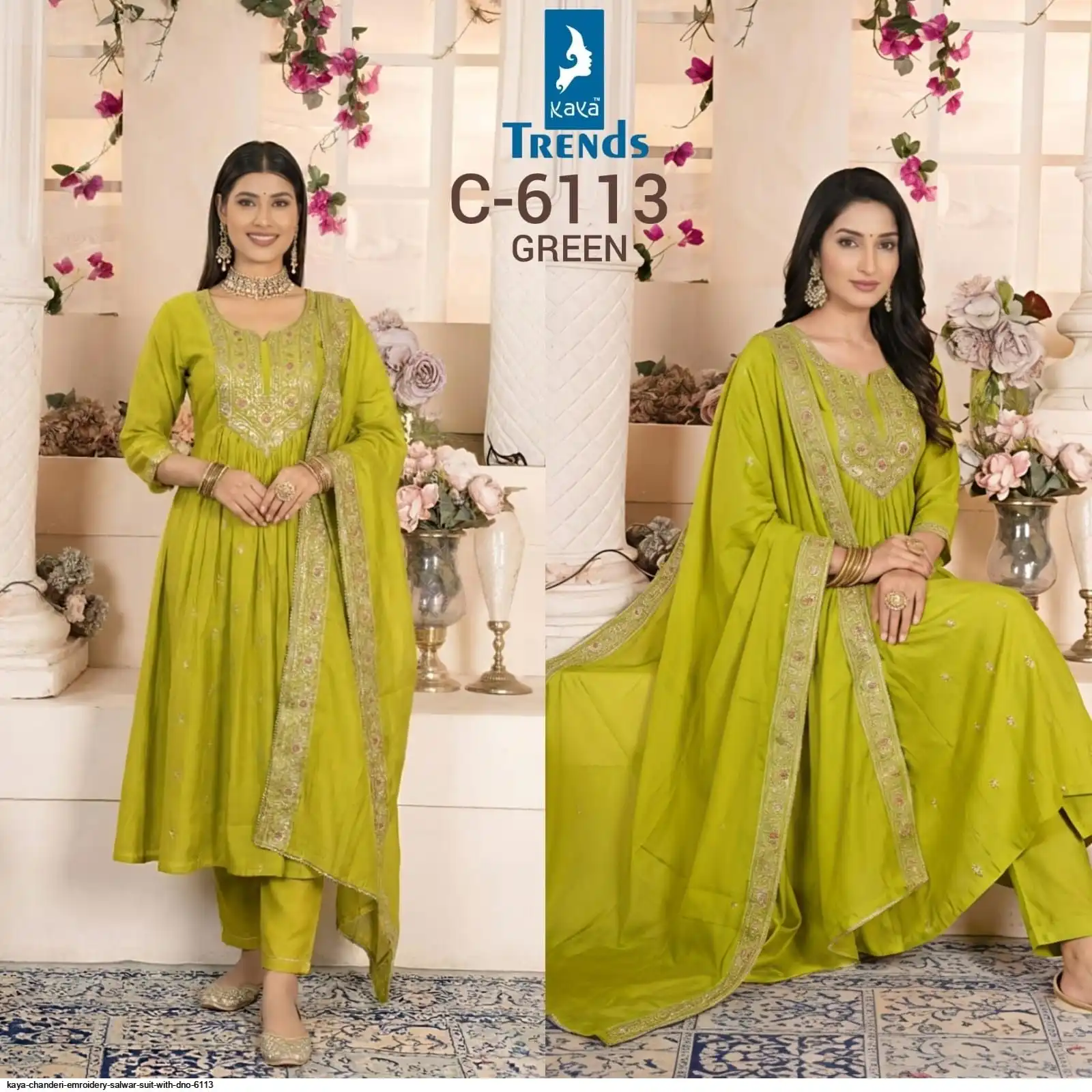 KAYA CHANDERI EMROIDERY SALWAR SUIT WITH DNO 6113 2