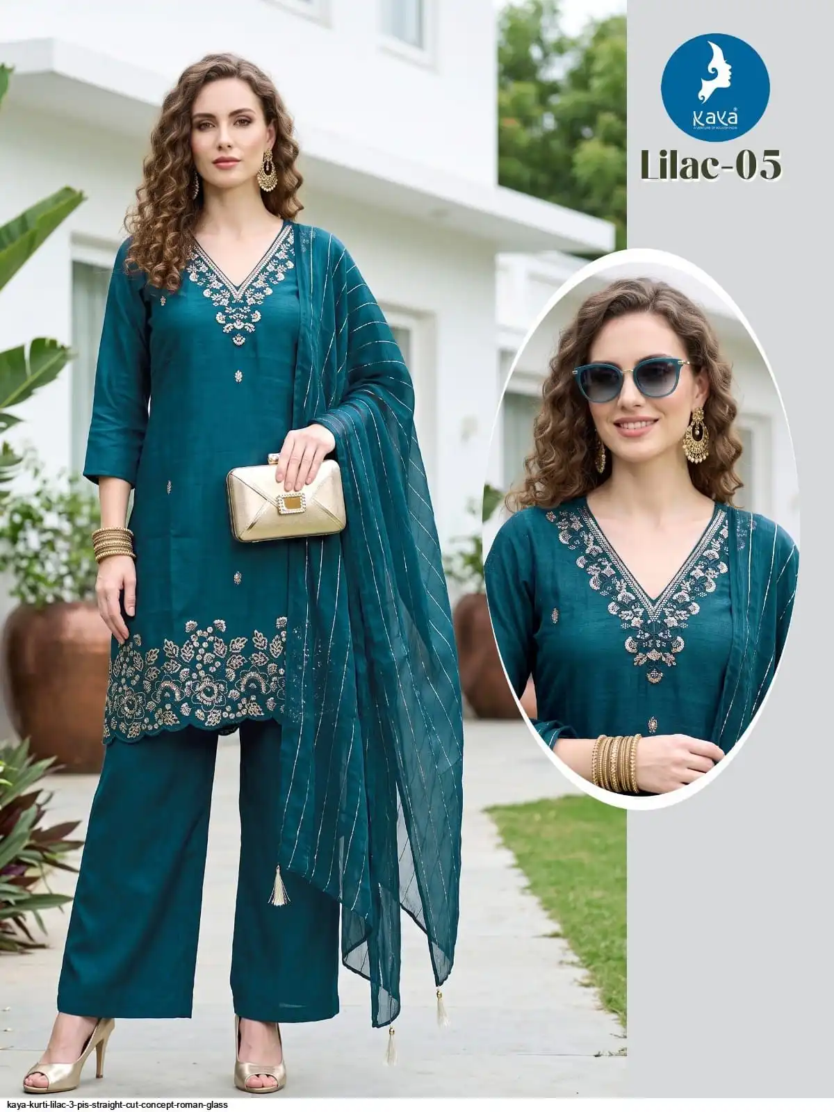 KAYA KURTI LILAC 3 PIS STRAIGHT CUT CONCEPT ROMAN GLASS 05