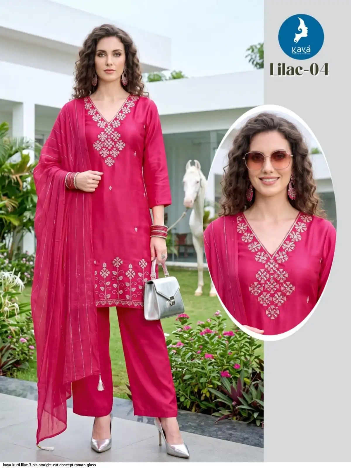 KAYA KURTI LILAC 3 PIS STRAIGHT CUT CONCEPT ROMAN GLASS 04
