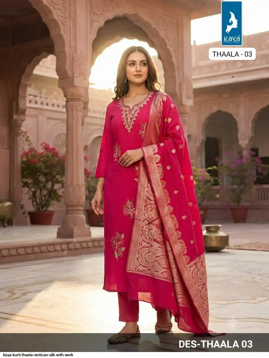 KAYA KURTI THAALA VERTICAN SILK WITH WORK 03