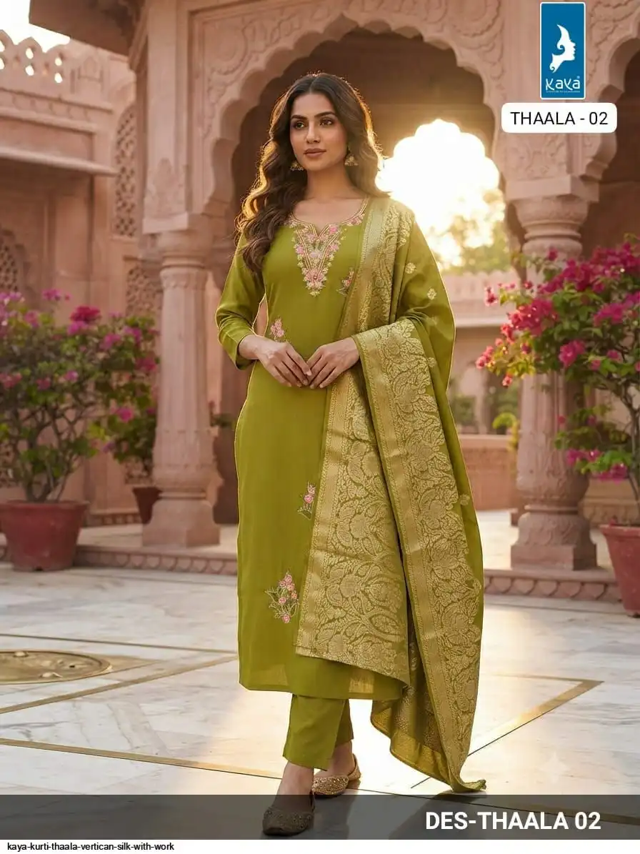 KAYA KURTI THAALA VERTICAN SILK WITH WORK 02