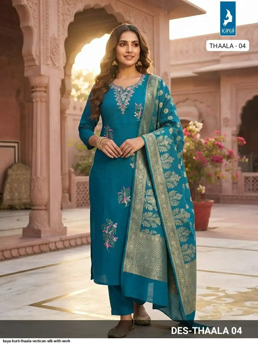 KAYA KURTI THAALA VERTICAN SILK WITH WORK 04