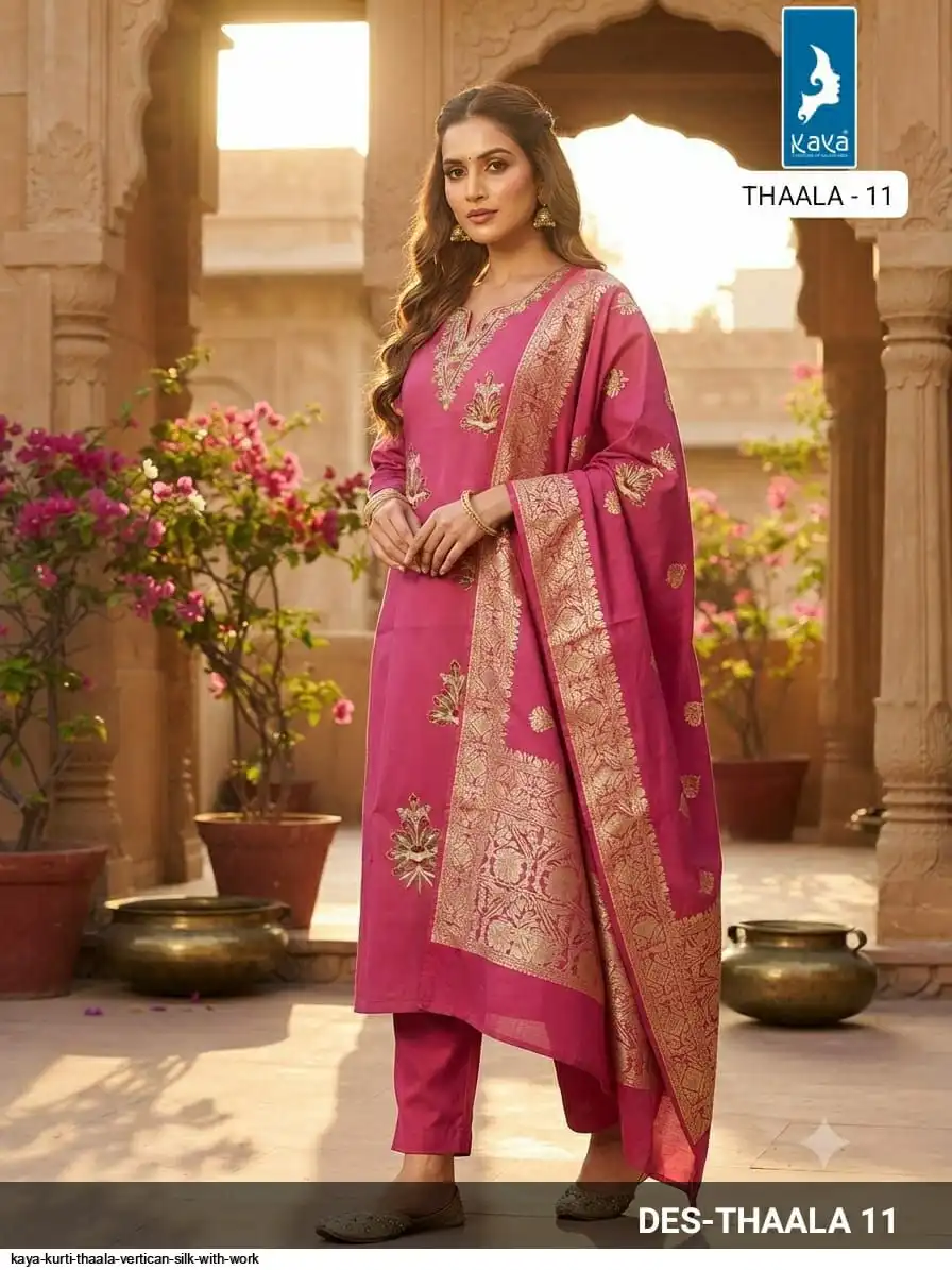 KAYA KURTI THAALA VERTICAN SILK WITH WORK 11