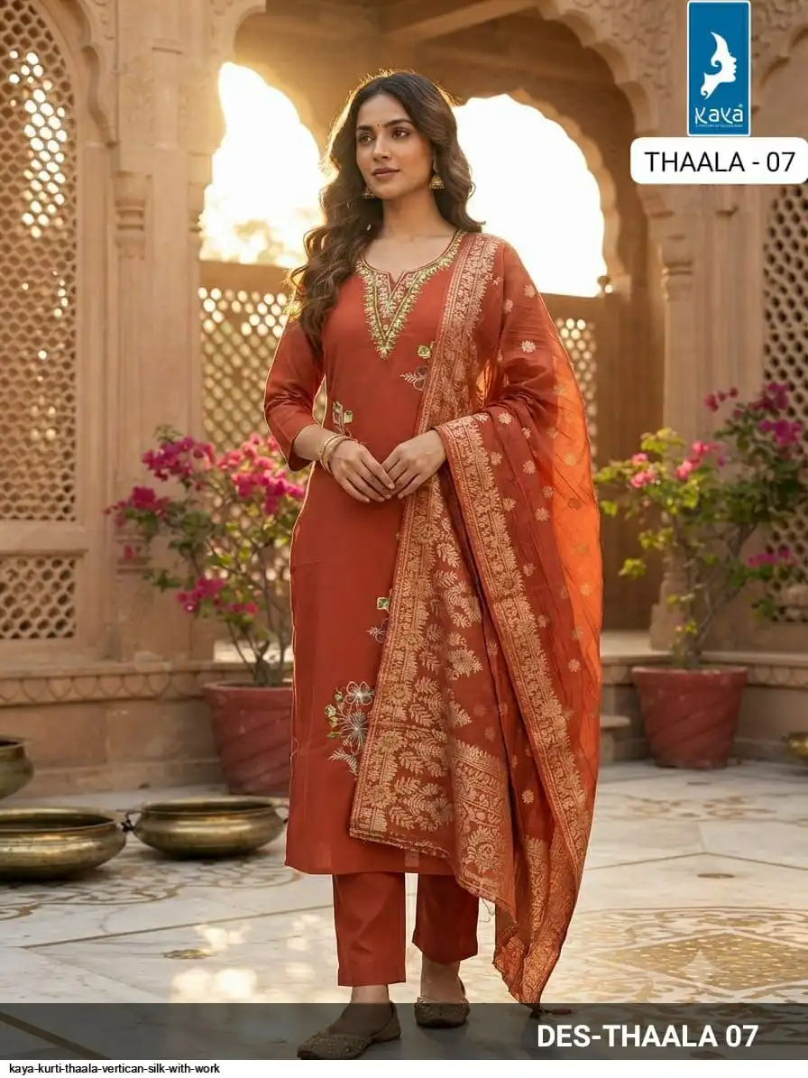 KAYA KURTI THAALA VERTICAN SILK WITH WORK 07