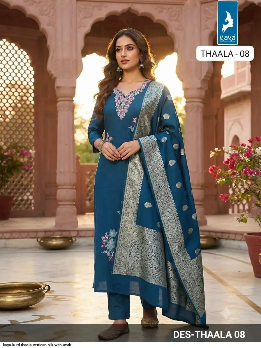 KAYA KURTI THAALA VERTICAN SILK WITH WORK 08