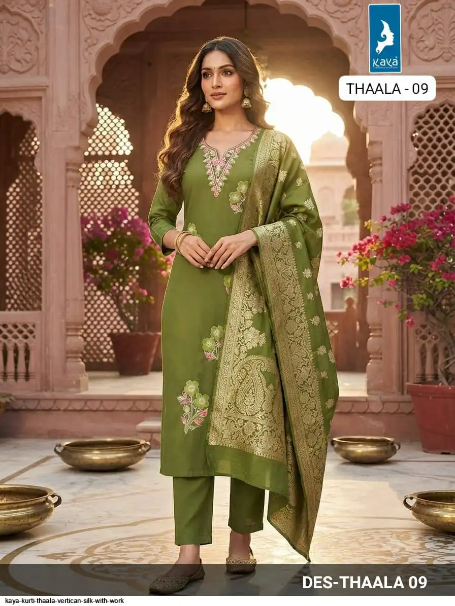 KAYA KURTI THAALA VERTICAN SILK WITH WORK 09