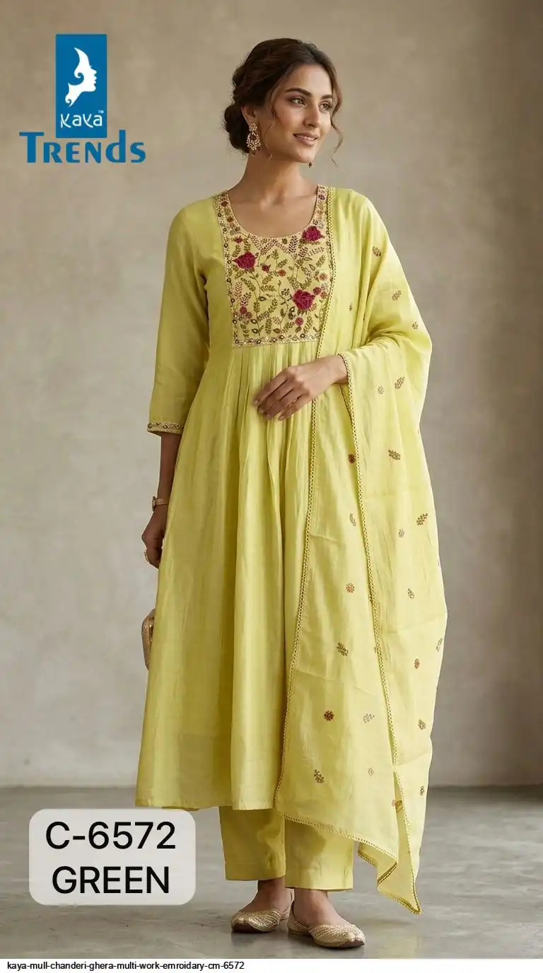 KAYA MULL CHANDERI GHERA MULTI WORK EMROIDARY CM 6572 2