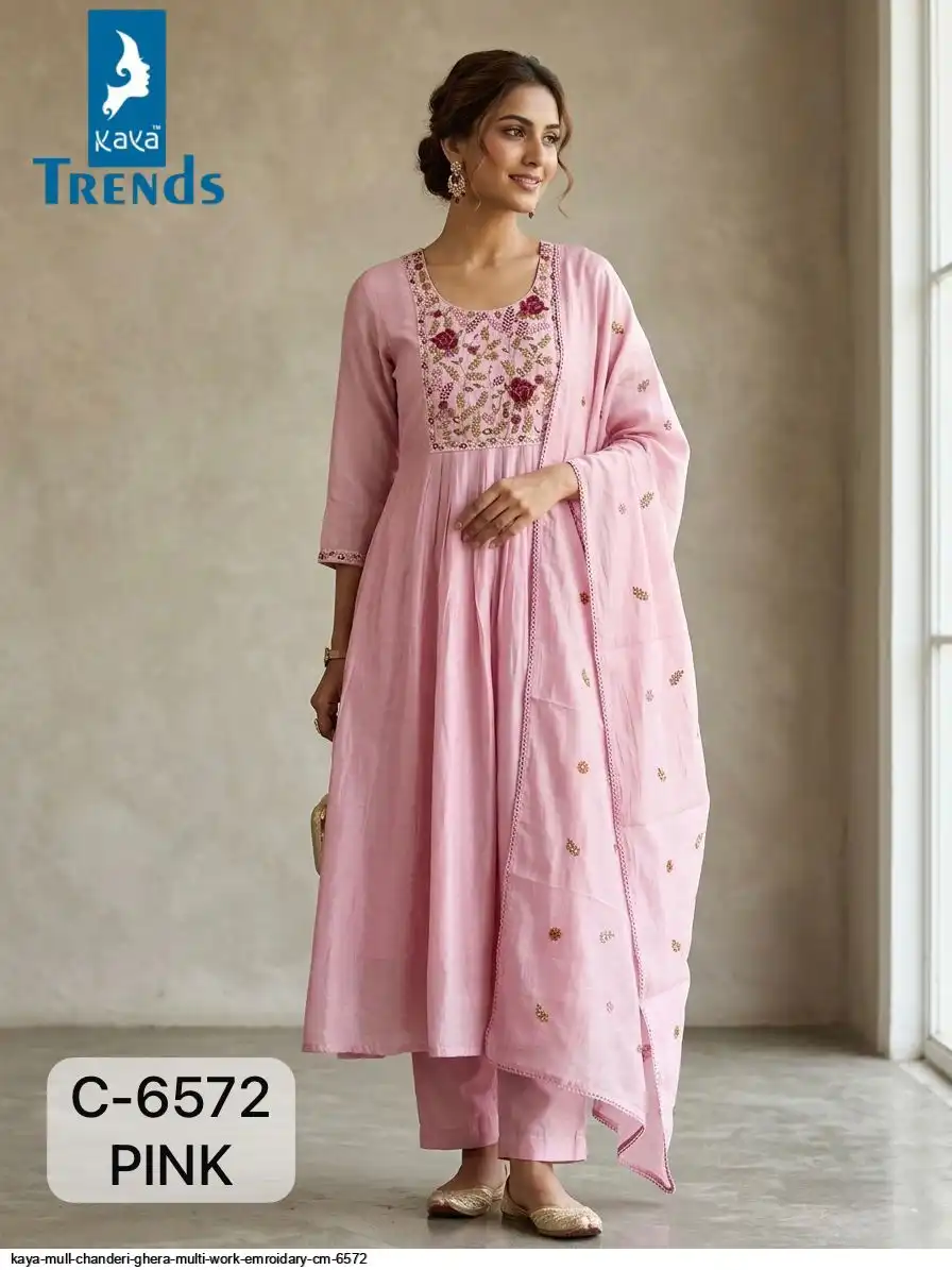 KAYA MULL CHANDERI GHERA MULTI WORK EMROIDARY CM 6572 3