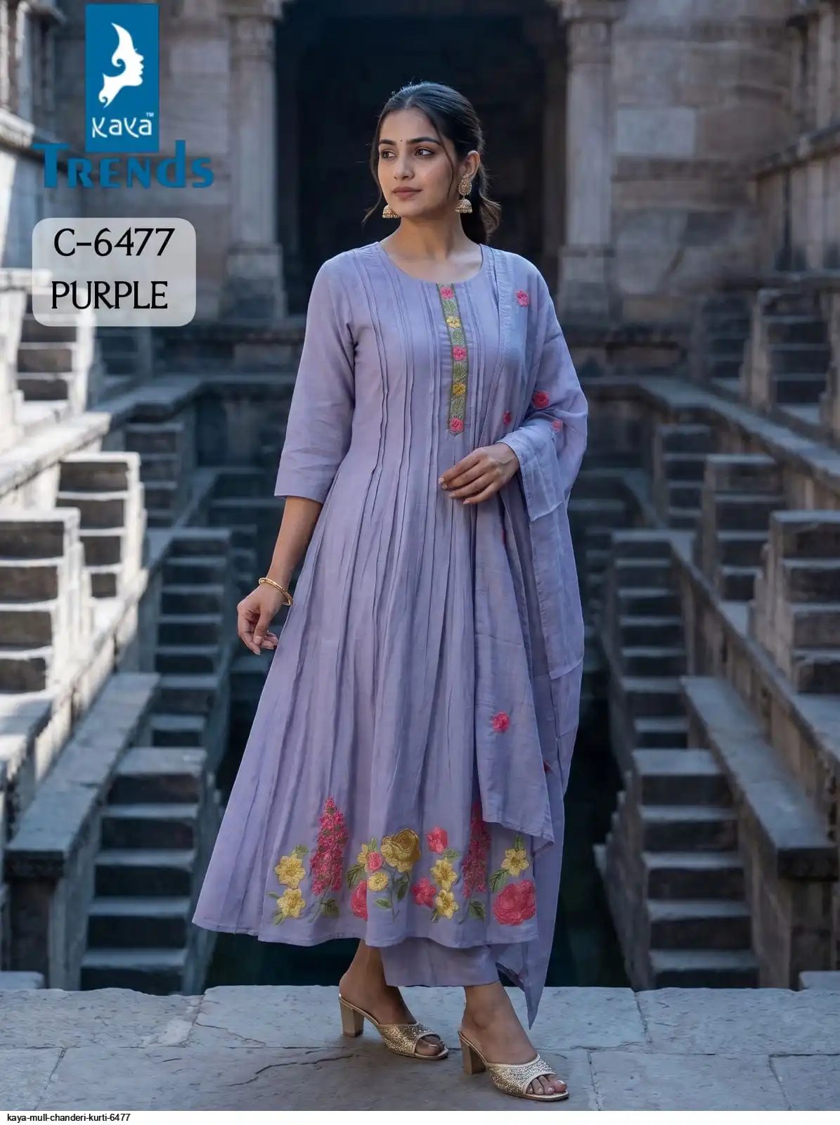 KAYA MULL CHANDERI KURTI 6477 B