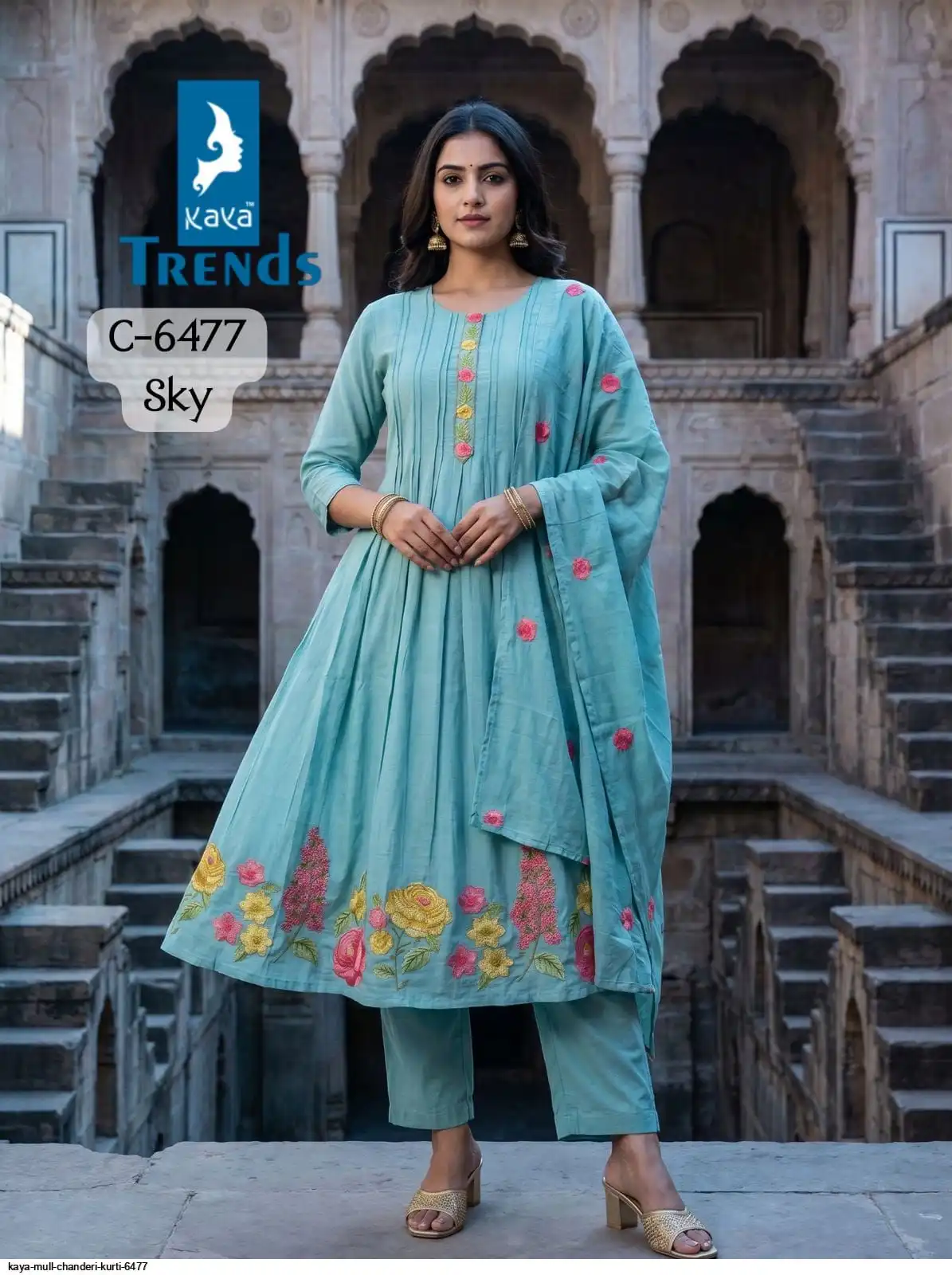 KAYA MULL CHANDERI KURTI 6477 C
