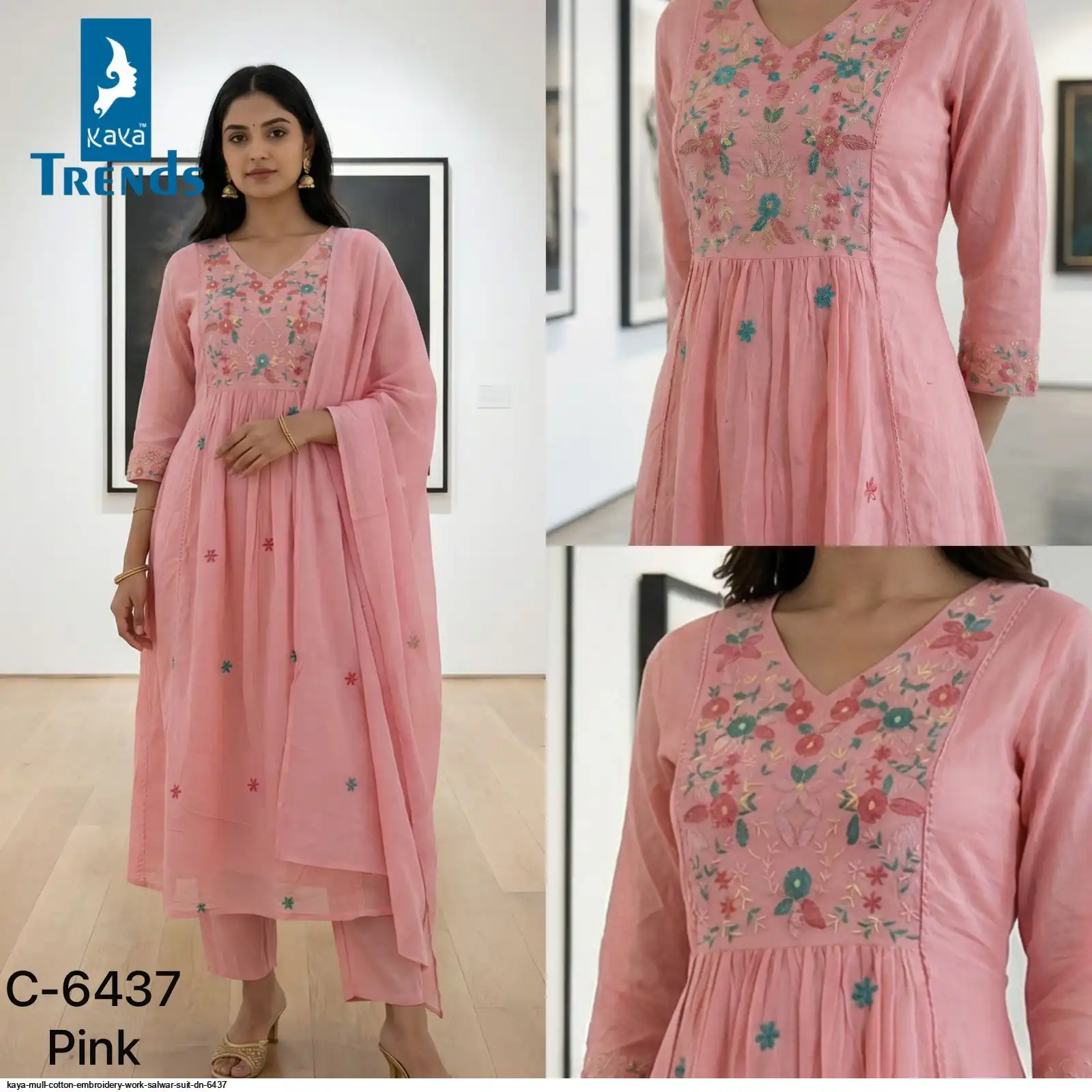 KAYA MULL COTTON EMBROIDERY WORK SALWAR SUIT DN 6437 B