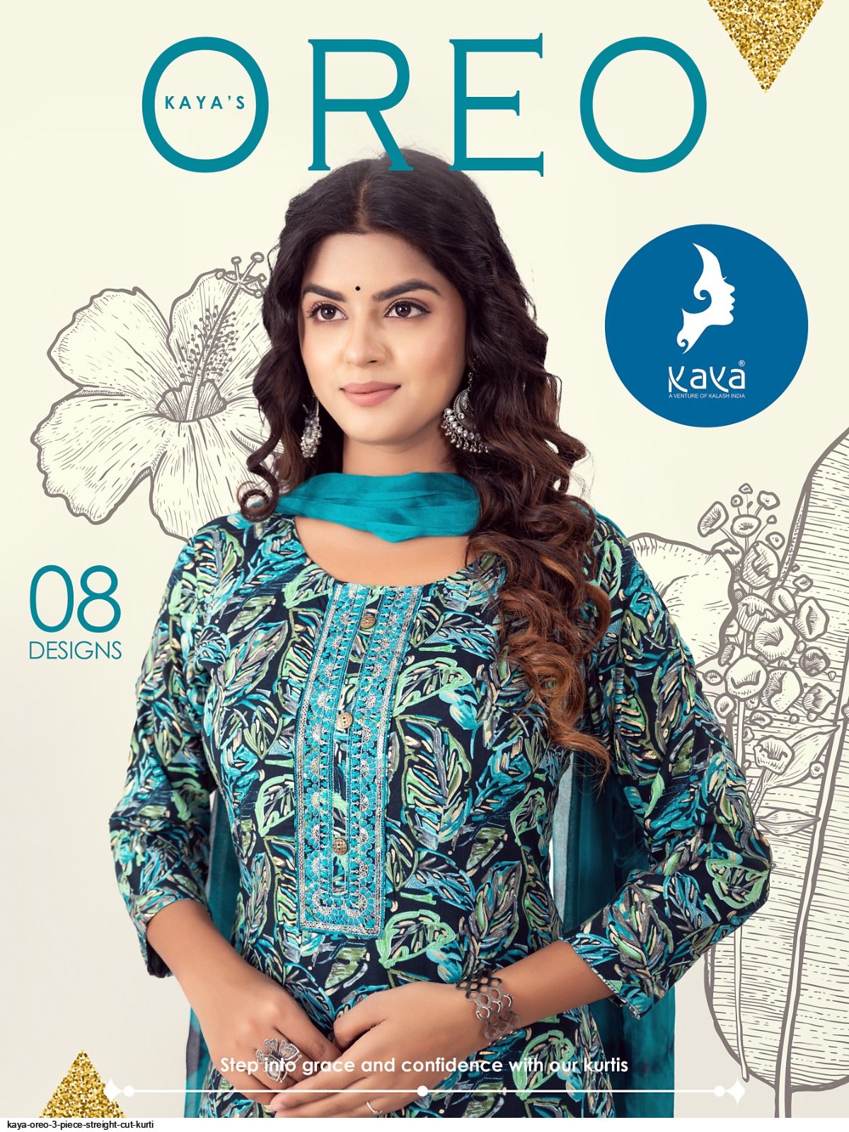 KAYA OREO 3 PIECE STREIGHT CUT KURTI