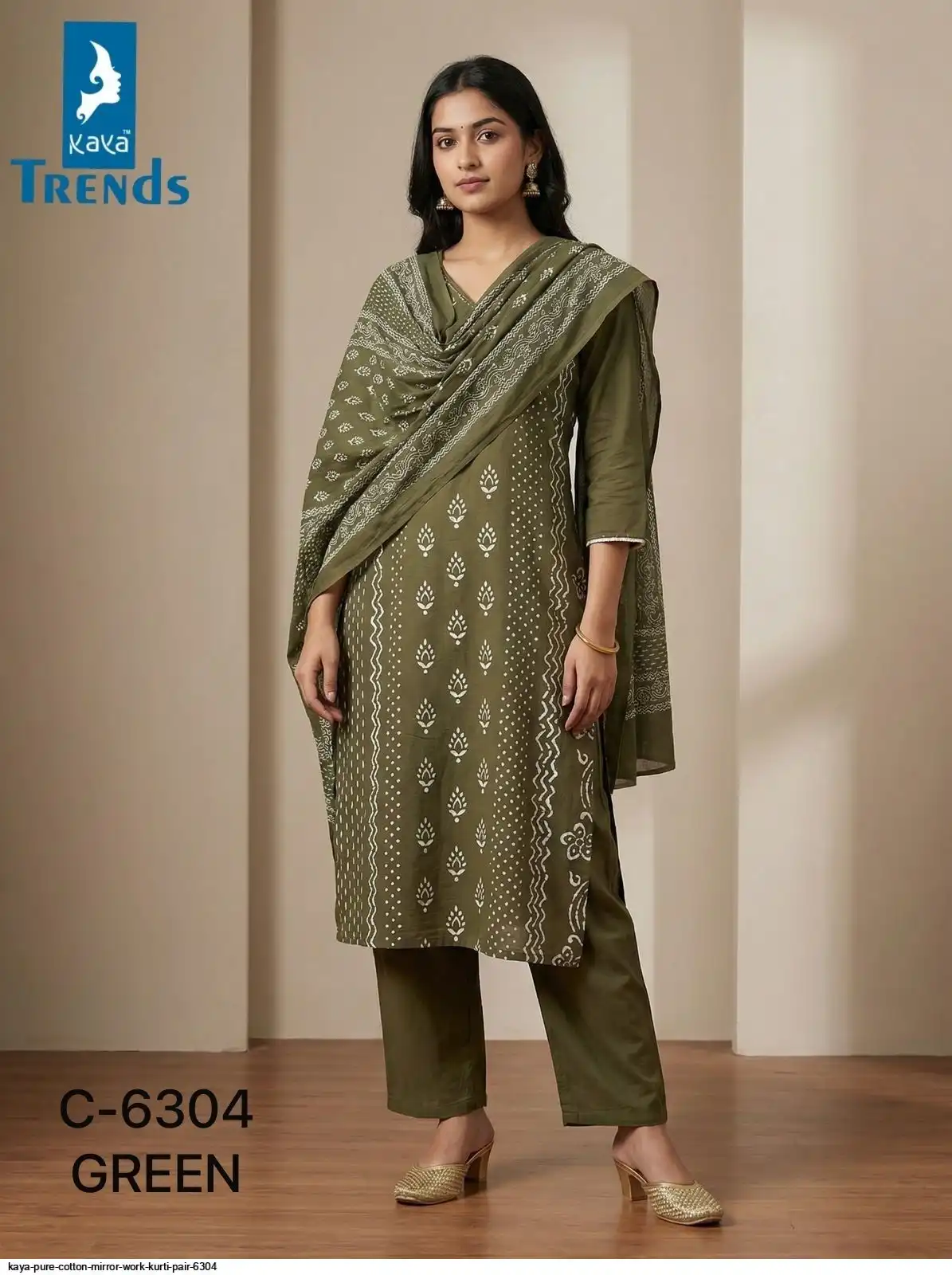 KAYA PURE COTTON MIRROR WORK KURTI PAIR 6304 B