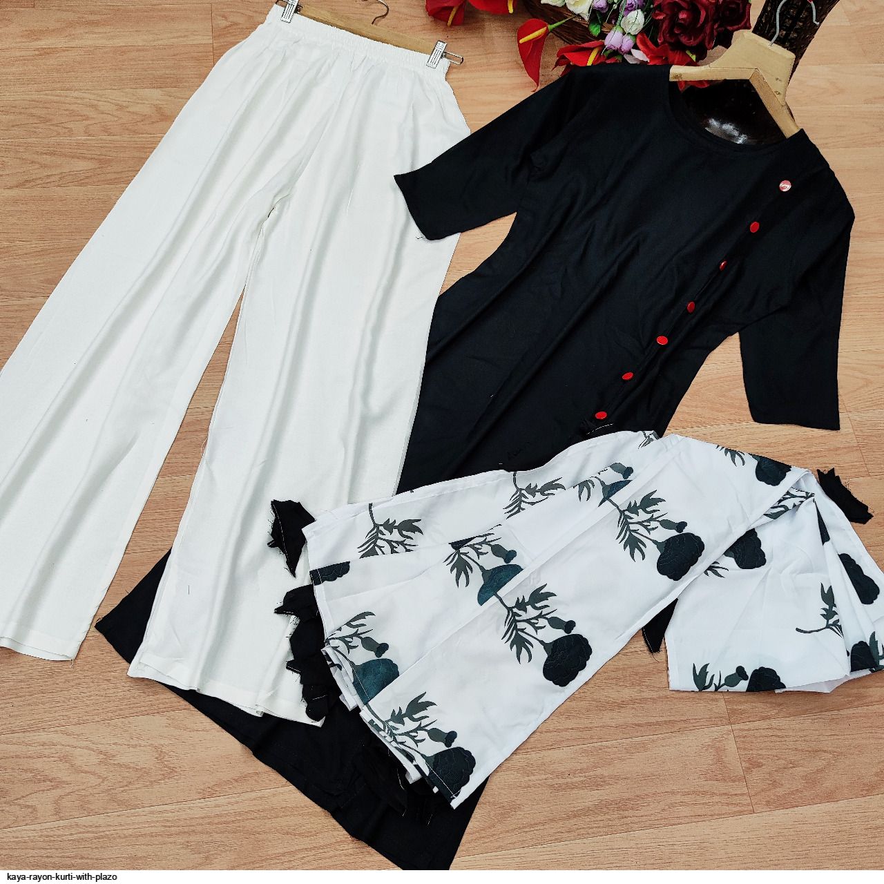 KAYA RAYON KURTI WITH PLAZO KURTI WITH PALAZOO D